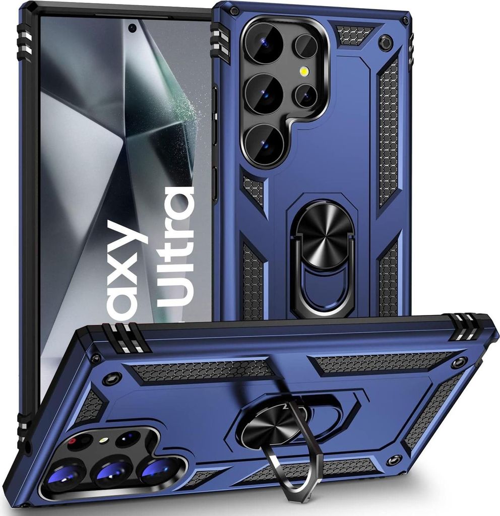 Armor Shield Handyhülle für Samsung Galaxy S24 Ultra Hülle Ultra Hybrid Case Handy Schutzhülle, Blau