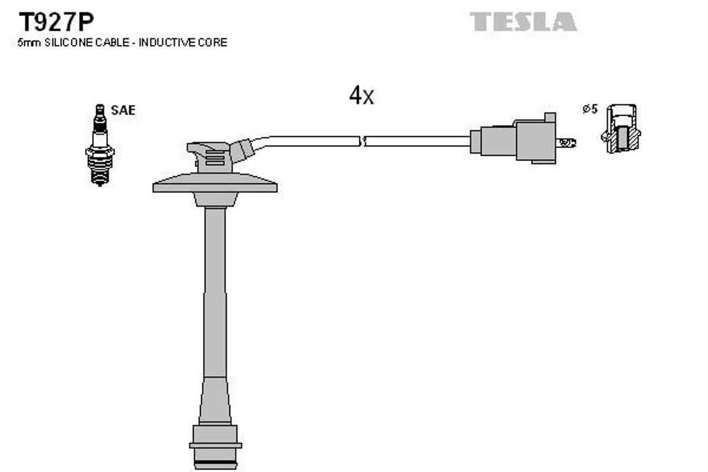 TESLA T927P Zündkabelsatz Zündleitungssatz für TOYOTA RAV 4 I (SXA1) Avensis Kombi (T22) AVENSIS (T22) AVENSIS Liftback (T22) Picnic (XM1) RAV 4