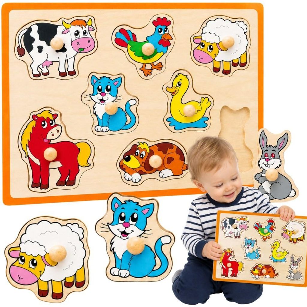 Viga Holzpuzzle Bauernhoftiere Puzzle Produktbild 