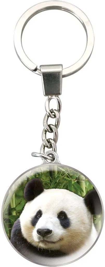 Porte-clés panda en cristal 3D avec attache inox anti-oxydation