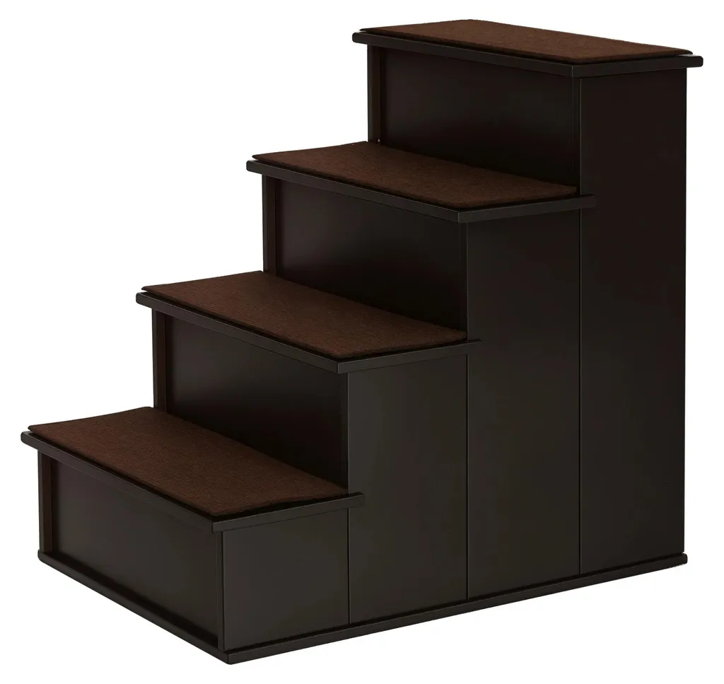 Escaliers pour animaux domestiques café foncé 40x59x54cm avec rampe