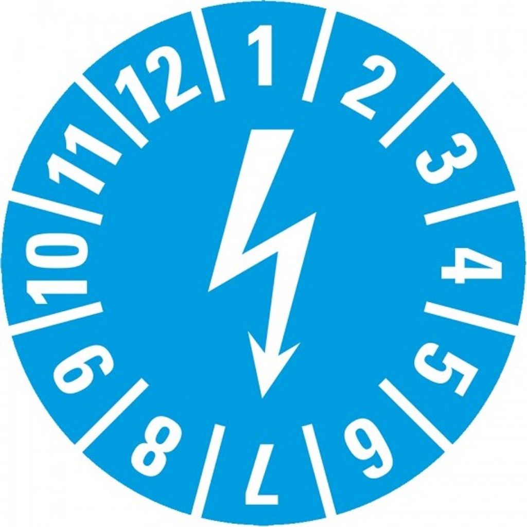 Dreifke Aufkleber I Prüfplakette mit Blitzpfeil, hellblau, Dokumentenfolie, ...