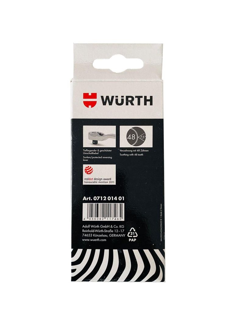 Würth 1/4 Zoll Hebelumschaltknarre;Bitknarre; Ratsche; Produktbild 