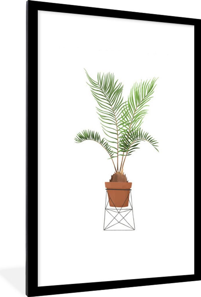 MuchoWow MuchoWow Gerahmtes Poster Pflanzen - Palme - Blumentopf 60x90 cm - Poster mit zchwarzem Bilderrahmen - Dekoration - Wandposter Wohnzim...