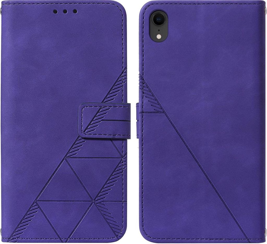 iPhone XR Hülle, Schlank Prägung Flip Leder Kartenfächer Schutzhülle mit Ständer für iPhone XR Lila