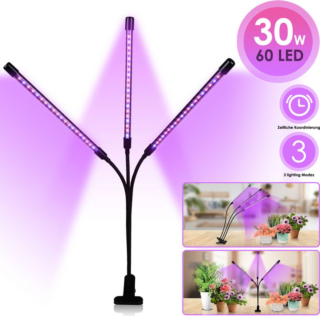 Peviasot 30W LED Pflanzenlampe Vollspektrum Dimmbar Grow Lampe Pflanzenlicht Zimmerpflanzen Wachstumslampe