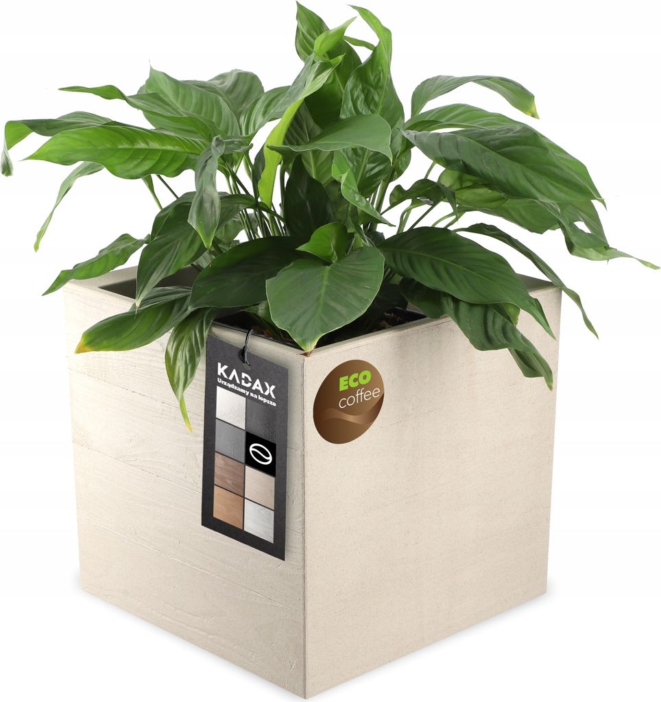 KADAX quadratischer Pflanzkübel aus Kunststoff ”Sore”, Blumentopf mit Rollen, Latte, Holzoptik
