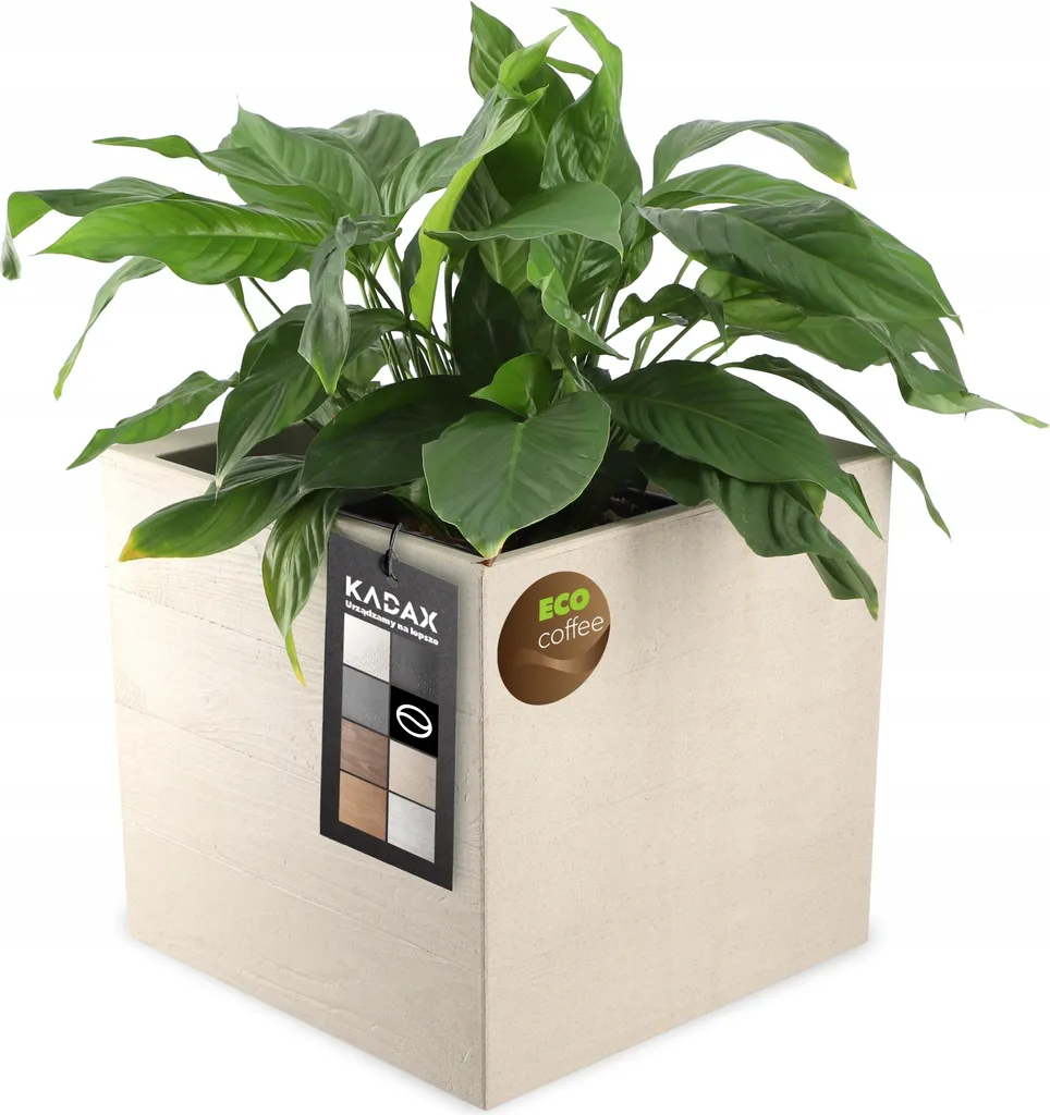 Grand pot de fleurs carré aspect bois avec roulettes pour terrasse 40L