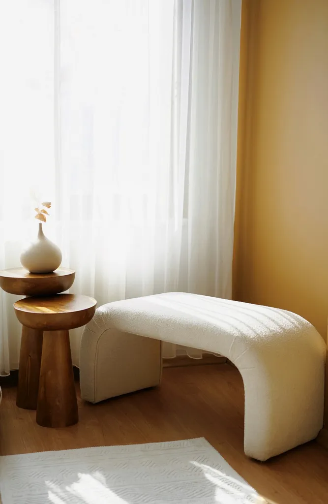 Banquette blanche Hanah Home Nu bout de lit en tissu pour chambre
