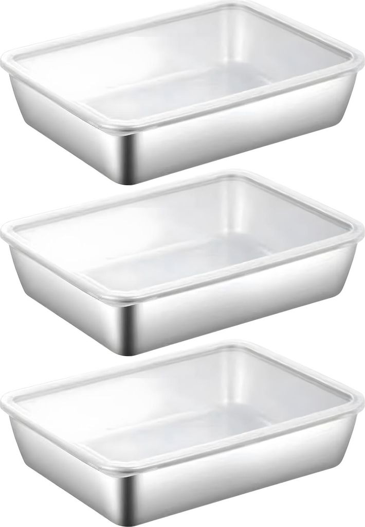 Lunchbox aus Edelstahl mit transparentem Deckel, auslaufsicherer Lebensmittelbehälter für Käse, Feinkost, Fleisch, Obst, Backen im Ofen, Picknic...