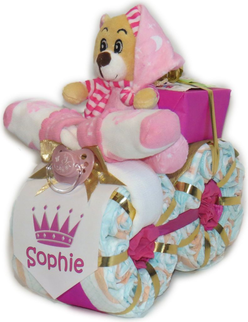 Windeltorte | Windelmotorrad Prinzessin rosa | Produktbild 