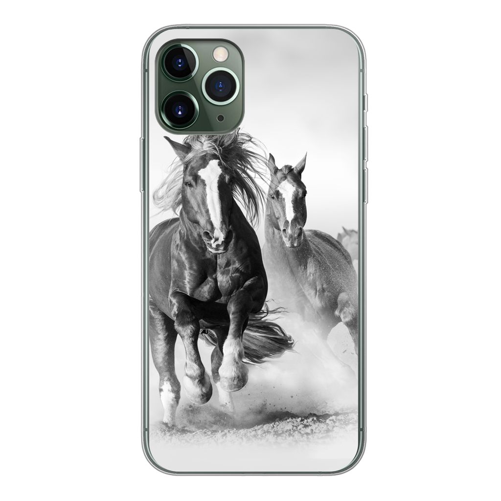 MuchoWow Handyhülle Schutzhülle Hülle für iPhone 11 Pro Pferde - Tiere - Illustration Silikon Softcase Handy Hülle - Handy
