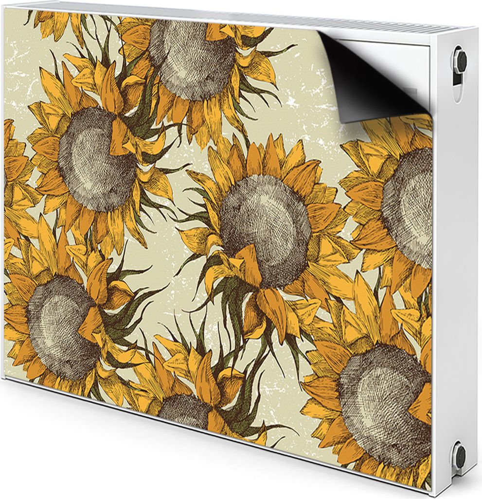 Magnet Heizkörper-Abdeckung Verkleidung Abdeckung Heizkörperabdeckung 100x60 cm - Retro-, Sonnenblumen