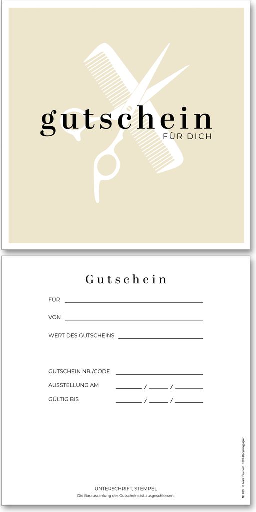 Frank Paperman | 60x Gutschein für Kunden | Friseur Gutschein | Gutscheine zum selber Ausfüllen | Gutschein Vordruck in Quadratform | Geschenkkarten