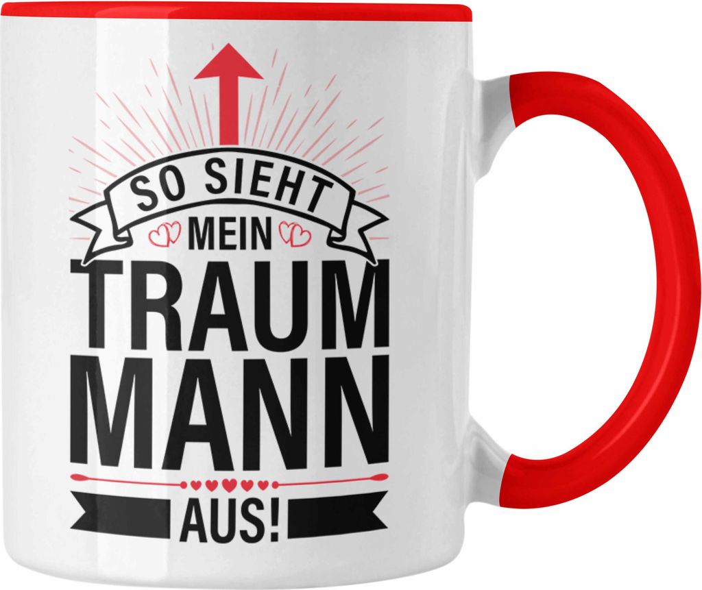 Trendation - Lustige Tasse Valentinstag Spruch Geschenk für Freund Ich Denke Deine Freundin Zu Sein Ist Geschenk Genug Kaffeetasse Traummann (Rot)