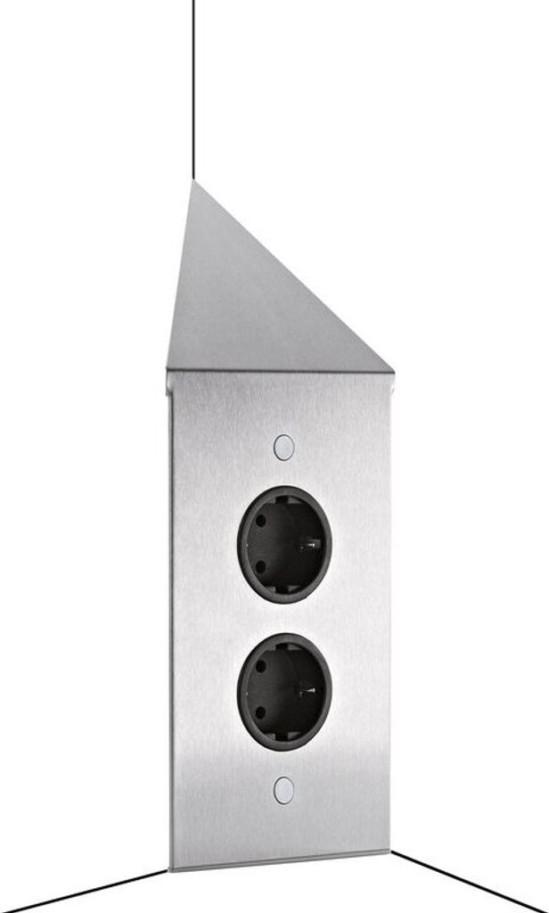 Thebo Ecksteckdose 17586/200/2C Edelstahl 2fach ST 3007-2C senkrecht