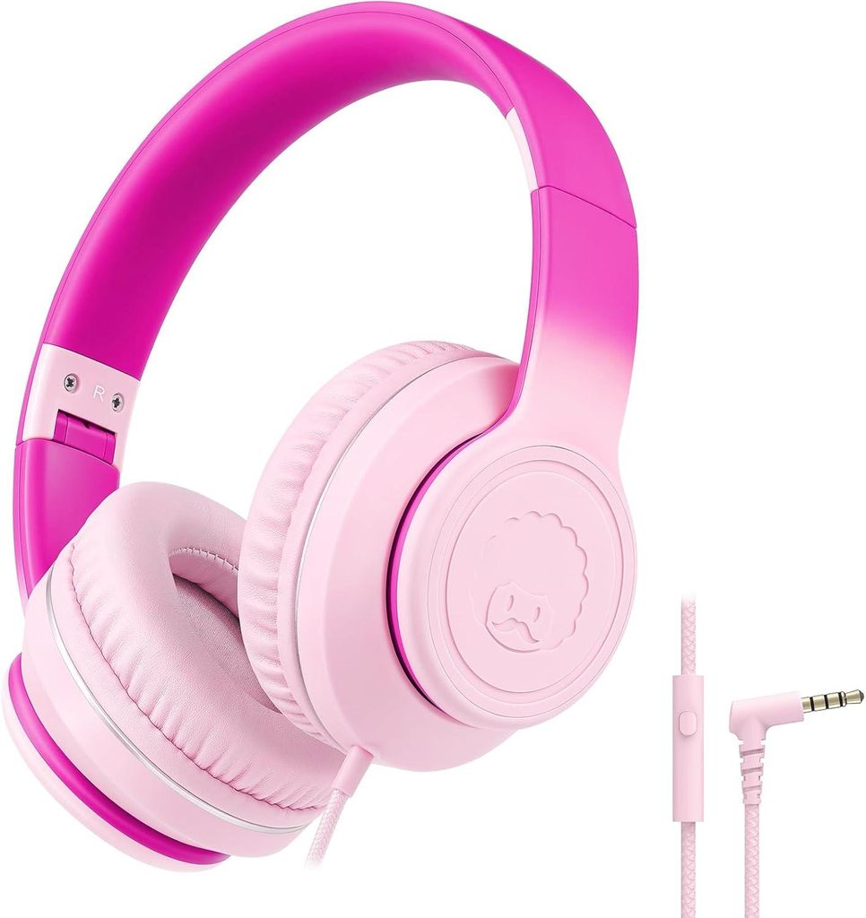 Kinder kopfhörer, Kabel Kopfhörer für Kinder, 3,5 mm Aux Jack, Verstellbares Stirnband mit Mikrofon, Faltbarer Kopfhörer Over-Ear für Schule, ...