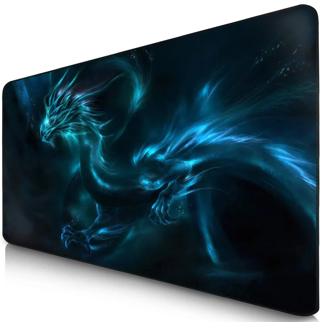 Tapis de souris XXL antidérapant bleu : fini les bords effilochés