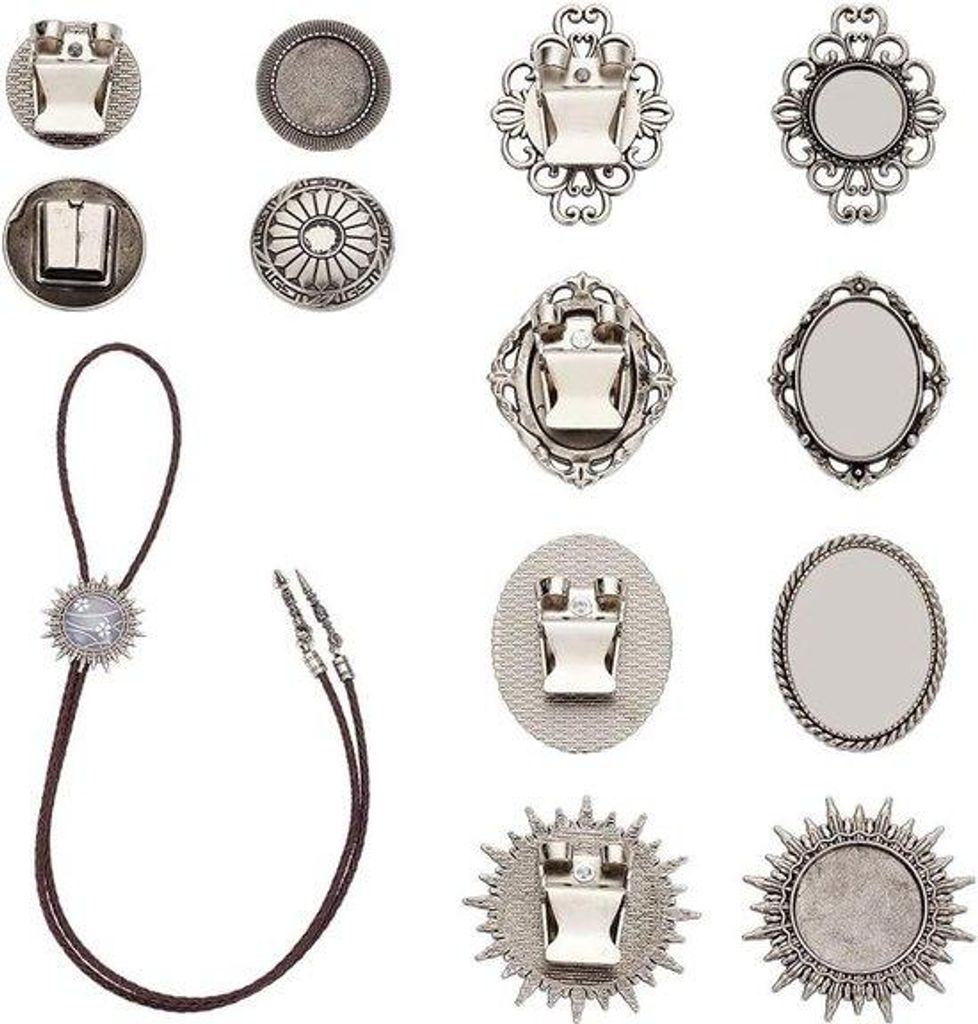 6 Stücke 6 Stile Tibetische Legierung Bolo Krawatten Gesp - Bolo Dia's Cabochon Schließe - Parameter Ergebnisse für das Herstellen von Bolo Kraw...