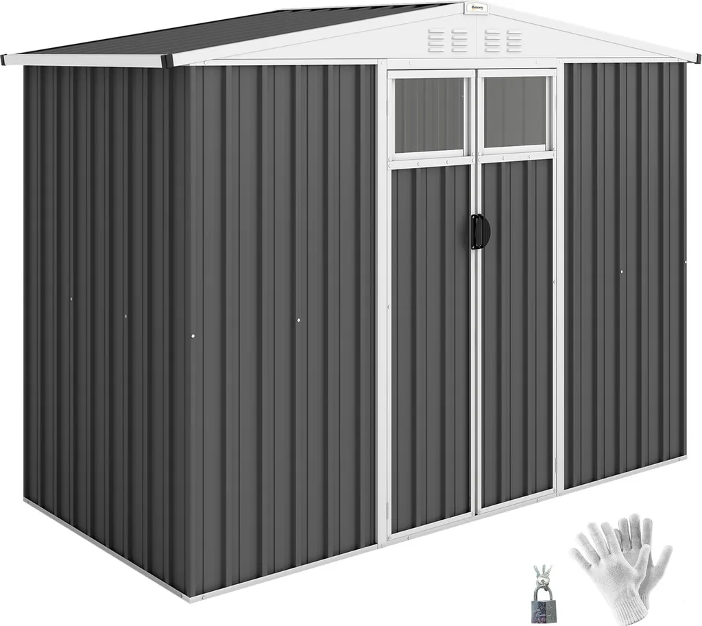 Abri de jardin anticorrosion 2,7 m² cabanon métal gris pour stockage