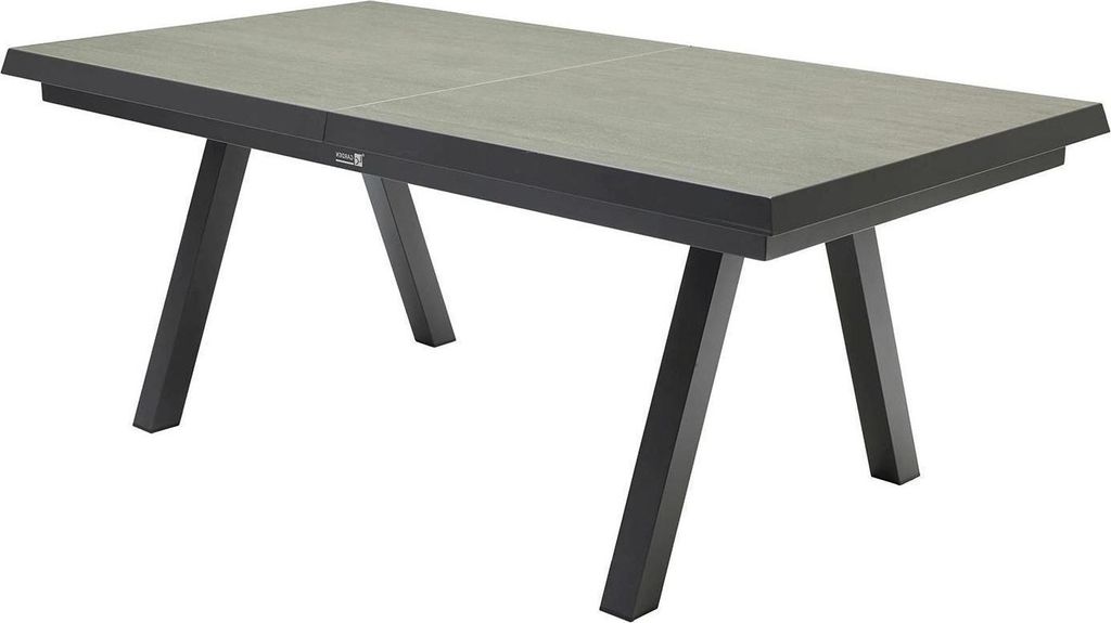 Gartentisch - 160 x 100 cm - Anthrazit - Grau - Aluminiumgestell - Sinterstein