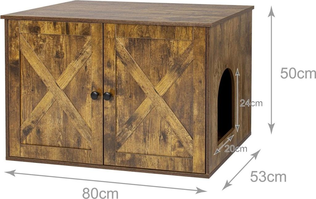 Katzenstreuschrank mit Belüftung, Holzoptik