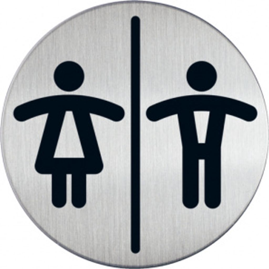 WC-Piktogramm, Damen / Herren, Edelstahl, Ø 83 mm, 1 Stk.