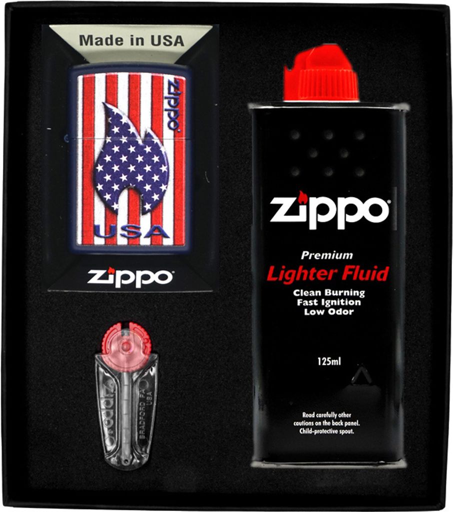 Feuerzeug-Set ZIPPO PATRIOTIC FLAME DESIGN Geschenk No1