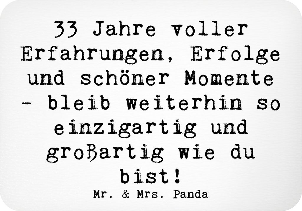 Mr. & Mrs. Panda magnet Spruch 33. Geburtstag - Weiß - Geschenk, besondere Geburtstagsfeier, Lebensfeier, Kühlschrankmagnet, Happy Birthday, Jahr...