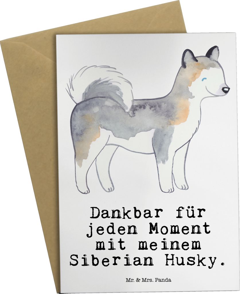 Mr. & Mrs. Panda babykarte Siberian Husky Moment - Weiß - Geschenk, Grußkarten, osterkarten, hochzeitskarten, weihnachtskarten, einladungskarten,...