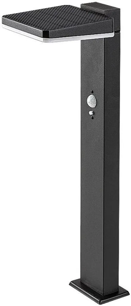 Borne Solaire de Jardin LED Noire 50cm avec Détecteur de Mouvement Lasset