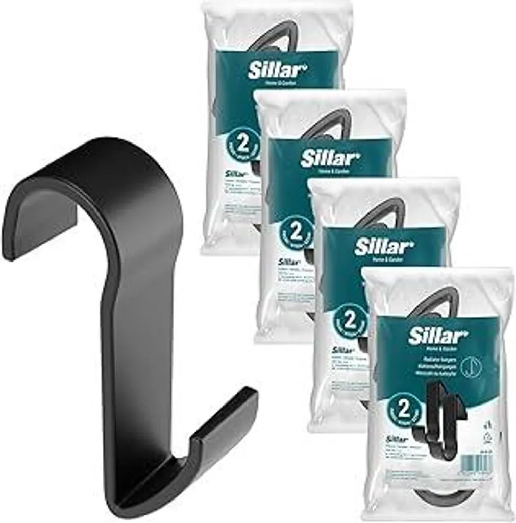 Sillar Ganci Radiatore 8 Pezzi Neri - Appendini Termoarredo Bagno ABS