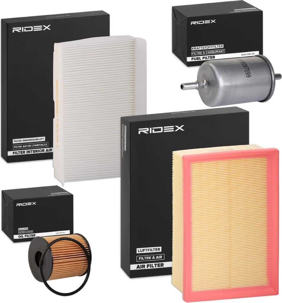 RIDEX Filterset Inspektionspaket Filtersatz passend für PEUGEOT 307 CC (3B) 307 (3A/C) 307 SW (3H) 307 Break (3E) für CITROËN C4 I (LC)
