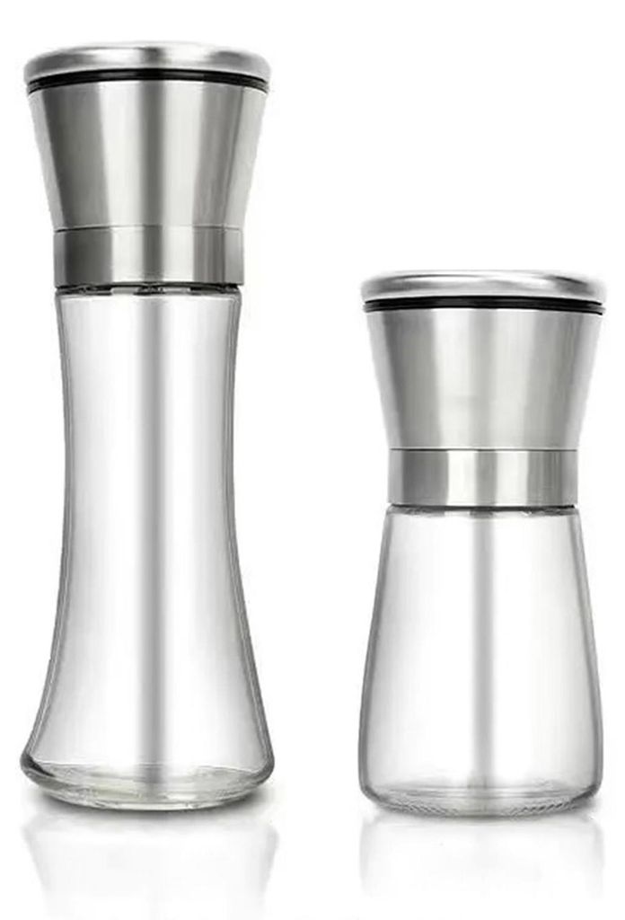 1/2 Stück Pfeffermühle, sichtbares transparentes Glas, Keramikkern, manuelle Mühle, Meersalz-Pulvermühle, Gewürzflasche/Glas