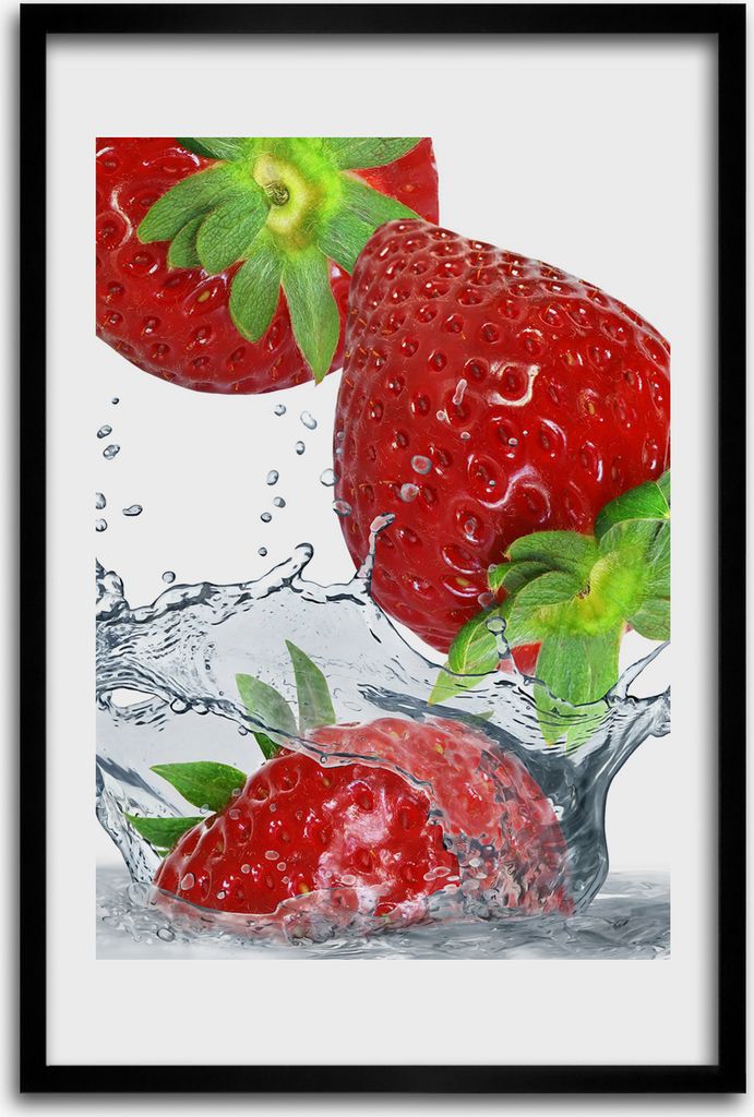 Bild - Bilderrahmen - 40 cm x 60 cm - MDF - Rahmen - Wandkunst - Erdbeeren