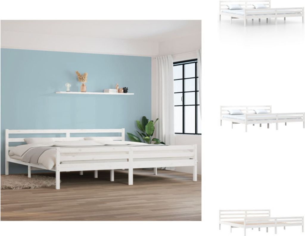 vidaXL Massivholzbett Weiß 200x200 cm - Betten & Bettgestelle