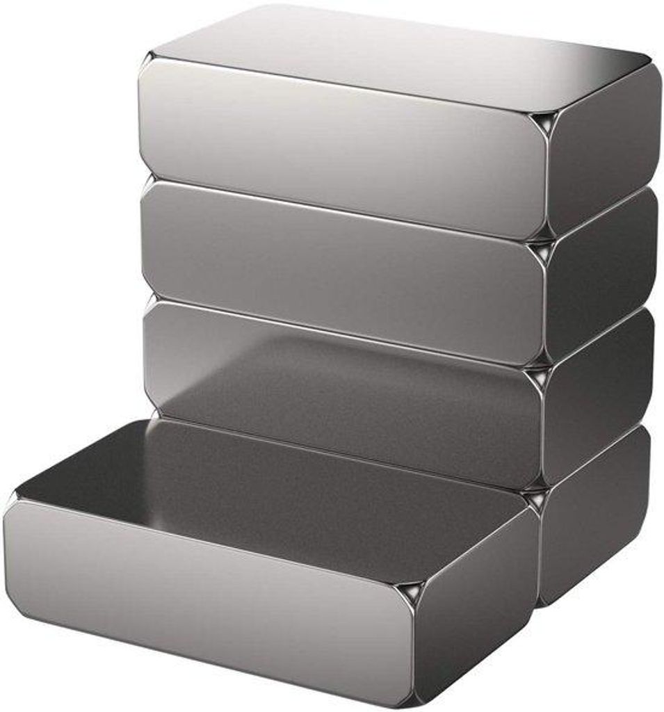 Pak van 5 rechthoekige neodymium-Magneten - silber - 18x10x5mm - extra stark - 5kg Haltbarkeit - Werkzeugmagneten für Whiteboard und Werkplatz