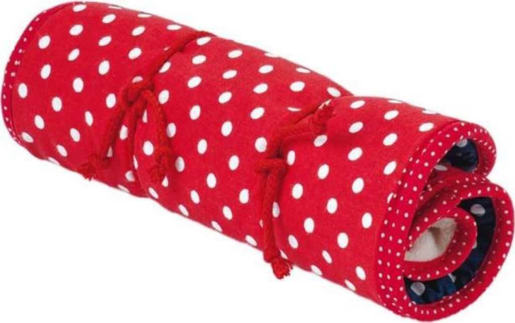 Käthe Kruse Puppenschlafsack rot grün - Schlafsack Babypuppe Textil