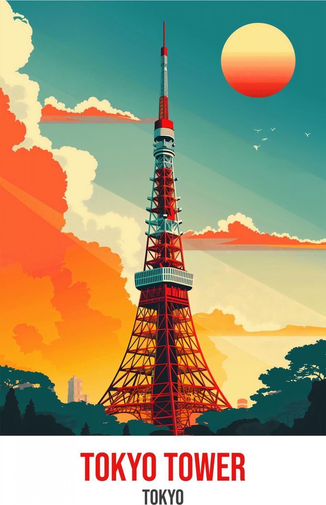 Plakat 13x18cm Tokyo Tower, Tokio