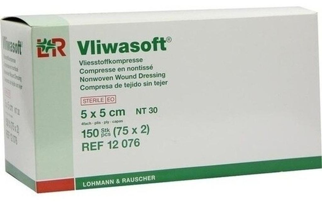 Vliwasoft steriele verbandkompressen, vliesmateriaal, 5 x 5 Productafbeelding 