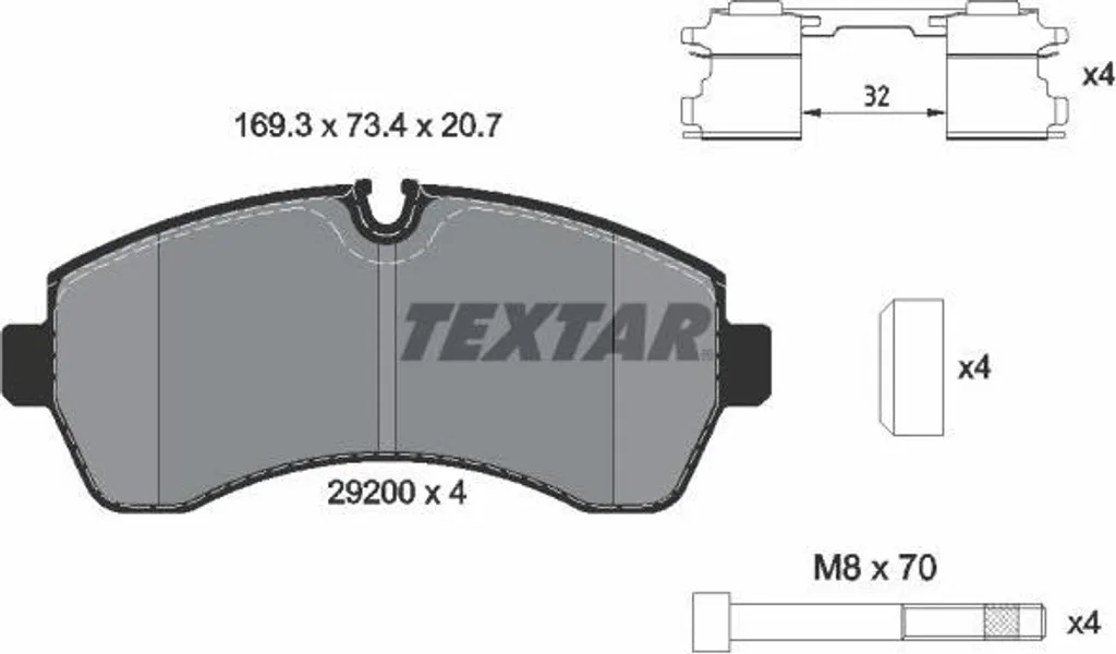 Plaquettes de frein TEXTAR 2920002 pour Sprinter et Crafter OE 0044206820