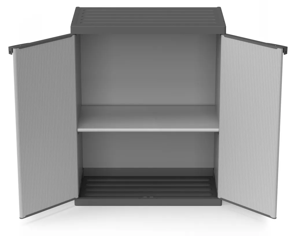 Meuble de rangement bas intérieur et extérieur résine à double porte