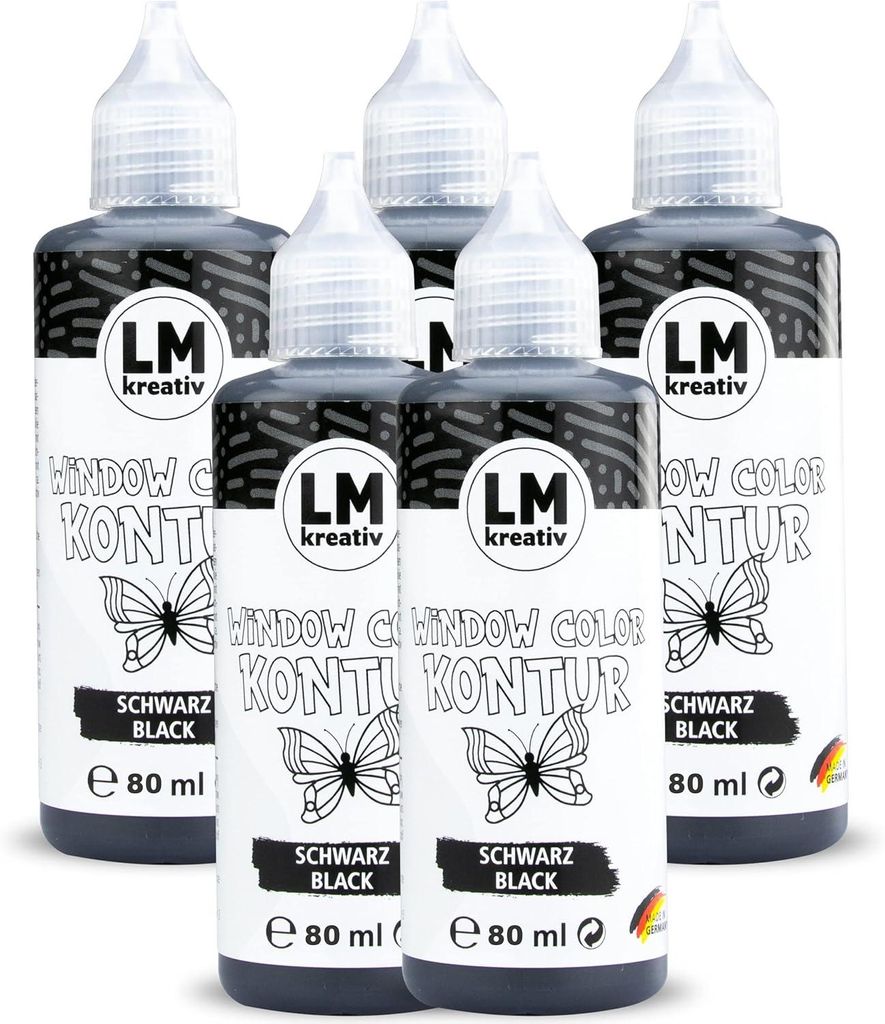 LM Window Color Set Kontur (5 x 80 ml Schwarz) - Abziehbare Produktbild 