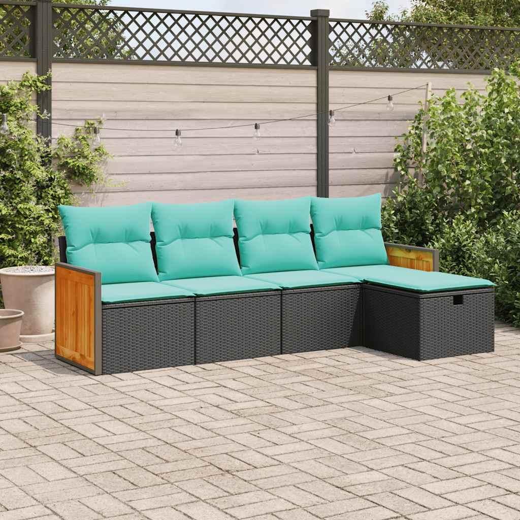 Maison Exclusive - 5-tlg. Garten-Sofagarnitur mit Kissen Schwarz Poly Rattan