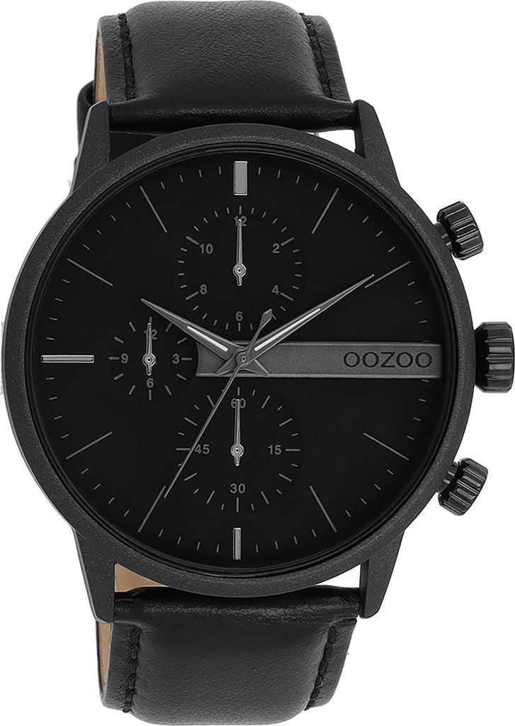 Oozoo Armbanduhr schwarz Leder Timepieces Herren Analog-Quarzuhr UOC11224