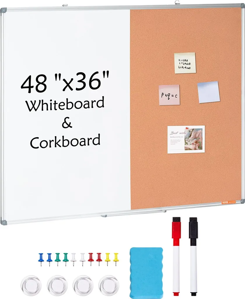 Bacheca in sughero bacheca combinata orizzontale/verticale 120x90cm