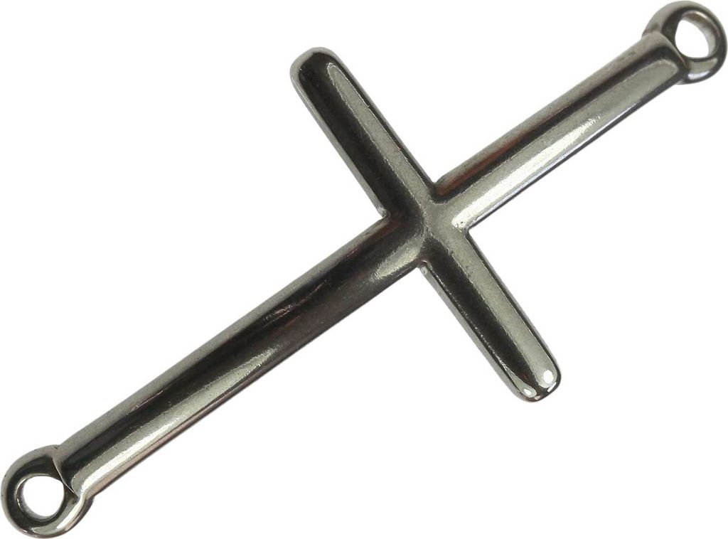 2 Kreuze Edelstahl gebogen 47x22x2,5mm Loch 2,5mm - Basteln Armband Symbol