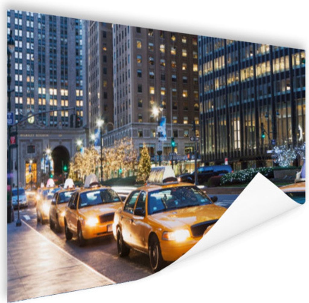 MuchoWow Poster New York - Taxi - Nacht 120x80 cm - Bilder