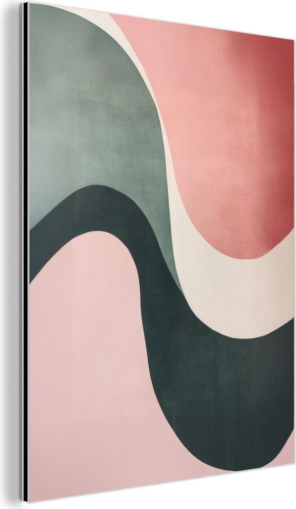 MuchoWow Wanddekoration Metall Metallbild Wandkunst 30x40 cm Abstrakt - Wellen - Elegant - Rosa MuchoWow Aluminium Gemälde - Bilder