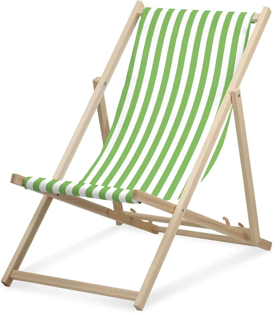 Sdraio in Legno di Faggio Pieghevole Verde Chiaro - Lettino da Spiaggia